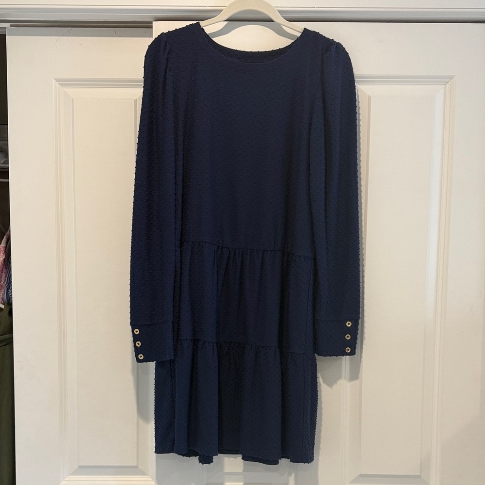 Lilly Pulitzer Navy Textured Dot-Detail Dress
